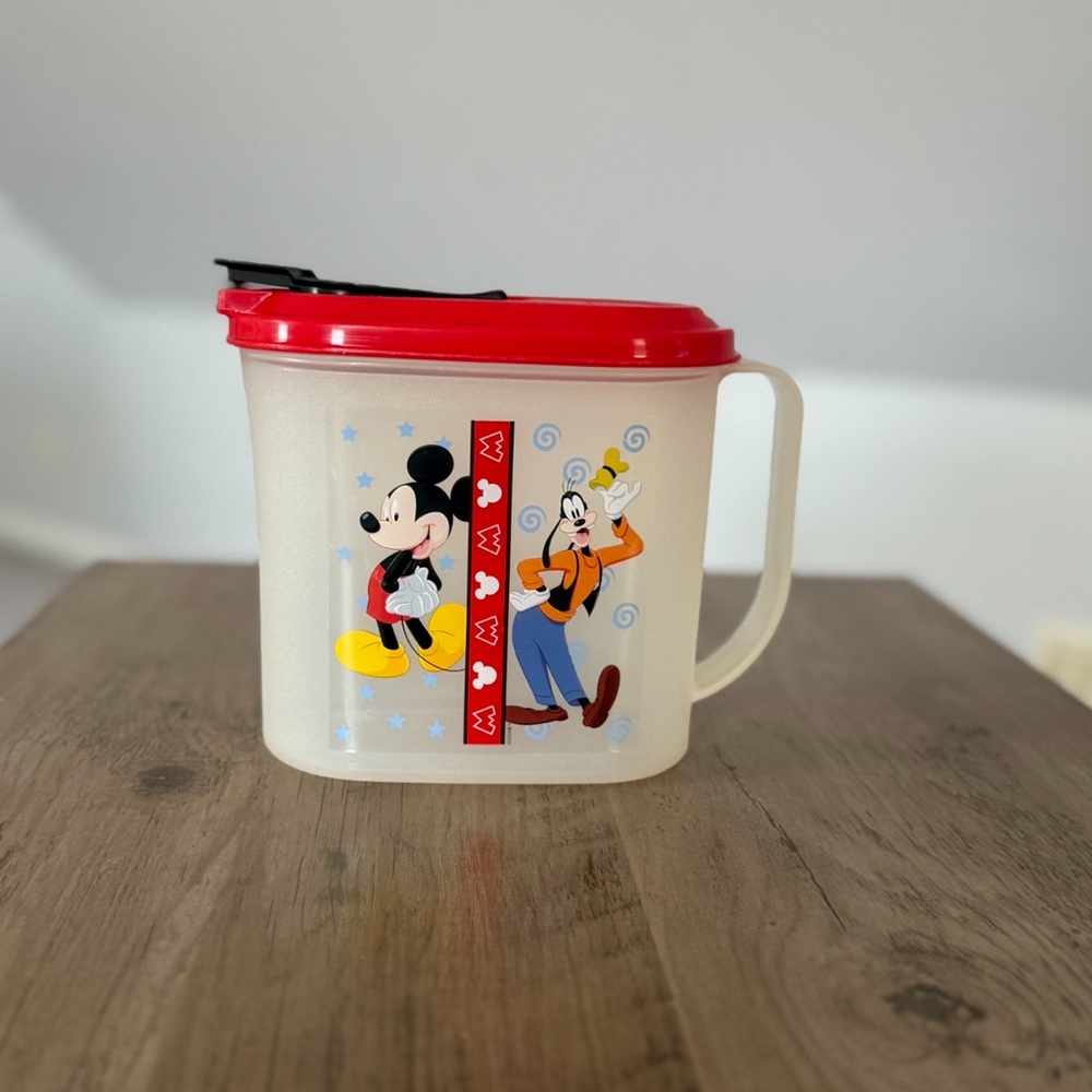 Disney Red and White Container with Mickey and Goofy